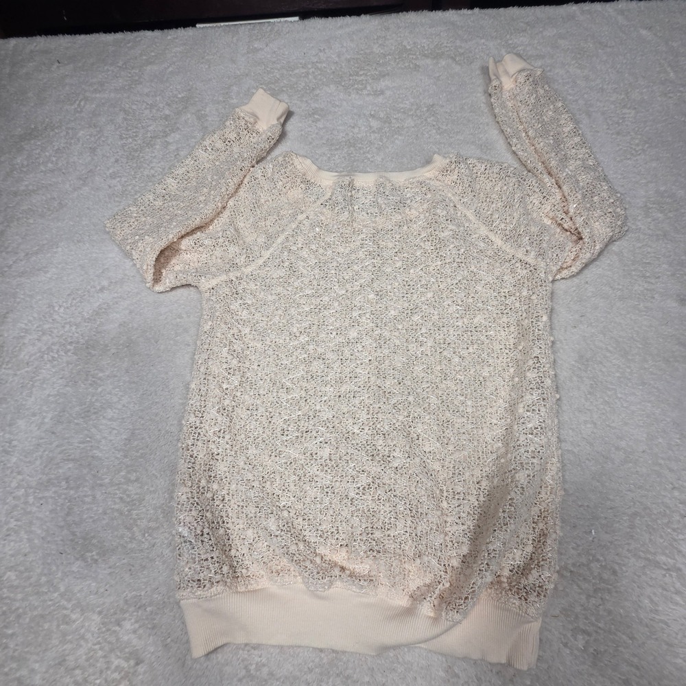 Unbranded Open Knit Sweater Women Medium Cream Good Textured Boho Fairycore - Picture 2 of 8